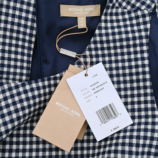 Navy Gingham Wool Sheath Dress