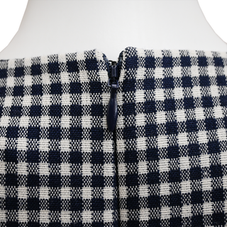 MK COLLECTION | Navy Gingham Wool Sheath Dress