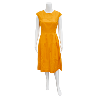 Light Orange Cotton Poplin Midi Dress