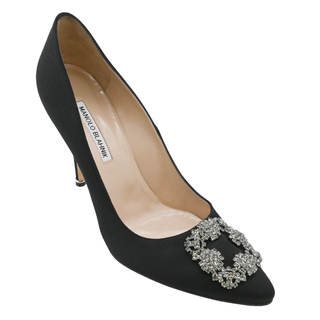 Hangisi Crystal Buckle Satin Pumps