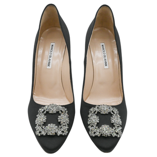 MANOLO BLAHNIK | Hangisi Crystal Buckle Satin Pumps