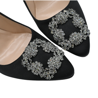 MANOLO BLAHNIK | Hangisi Crystal Buckle Satin Pumps
