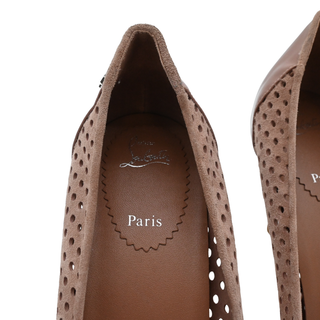 CHRISTIAN LOUBOUTIN | Nude Perforated Suede & Patent Leather Pointed-Toe Pumps