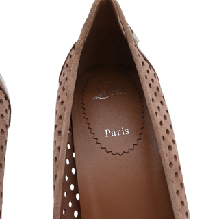 CHRISTIAN LOUBOUTIN | Nude Perforated Suede & Patent Leather Pointed-Toe Pumps