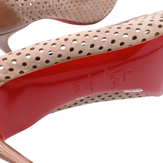 CHRISTIAN LOUBOUTIN | Nude Perforated Suede & Patent Leather Pointed-Toe Pumps