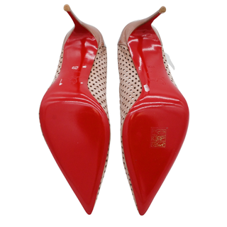 CHRISTIAN LOUBOUTIN | Nude Perforated Suede & Patent Leather Pointed-Toe Pumps