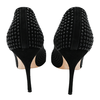 MANOLO BLAHNIK | Black Studded Suede Pointed-Toe Pumps