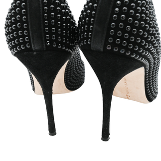 MANOLO BLAHNIK | Black Studded Suede Pointed-Toe Pumps