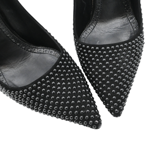 MANOLO BLAHNIK | Black Studded Suede Pointed-Toe Pumps