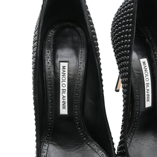 MANOLO BLAHNIK | Black Studded Suede Pointed-Toe Pumps