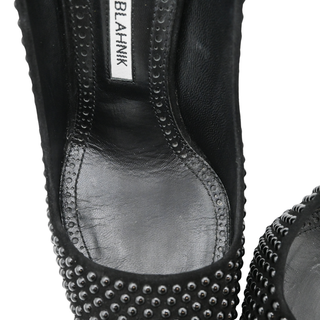MANOLO BLAHNIK | Black Studded Suede Pointed-Toe Pumps