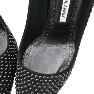 MANOLO BLAHNIK | Black Studded Suede Pointed-Toe Pumps