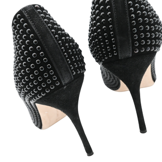 MANOLO BLAHNIK | Black Studded Suede Pointed-Toe Pumps