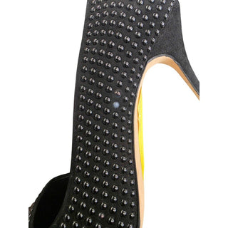 MANOLO BLAHNIK | Black Studded Suede Pointed-Toe Pumps