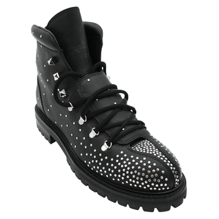 Rockstud Embellished Leather Combat Boots