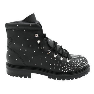 Rockstud Embellished Leather Combat Boots