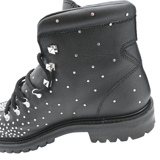 VALENTINO | Rockstud Embellished Leather Combat Boots