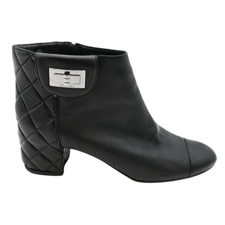 Quilted Leather Turnlock Ankle Boots
