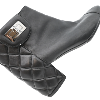 CHANEL | Quilted Leather Turnlock Ankle Boots