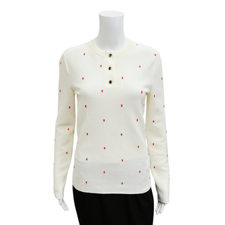 BOTTEGA VENETA | Embroidered Matches Ivory Knit Top