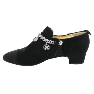 CHANEL | Velvet Chain Charm Cap-Toe Ankle Boots