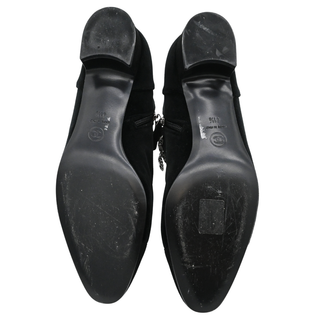CHANEL | Velvet Chain Charm Cap-Toe Ankle Boots