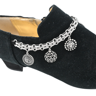 CHANEL | Velvet Chain Charm Cap-Toe Ankle Boots