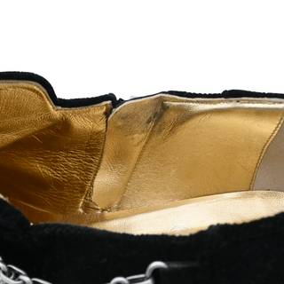 CHANEL | Velvet Chain Charm Cap-Toe Ankle Boots