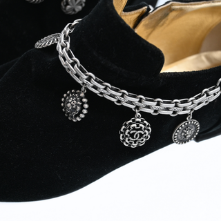 CHANEL | Velvet Chain Charm Cap-Toe Ankle Boots
