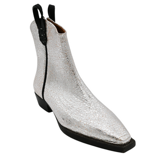We The Free Wesley Metallic Silver & Pink Leather Western Ankle Boots