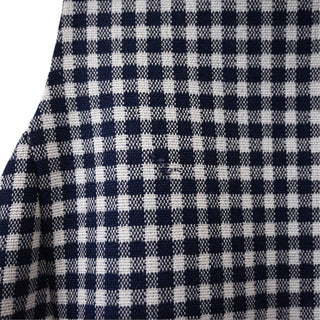 Navy Gingham Wool Sheath Dress