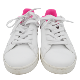 VALENTINO | White & Neon Pink VLOGO Leather Sneakers