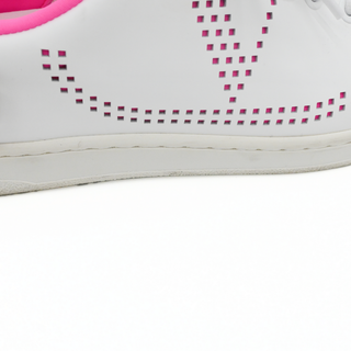 VALENTINO | White & Neon Pink VLOGO Leather Sneakers