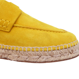 HERMES | Trip Yellow Suede Espadrille Loafers
