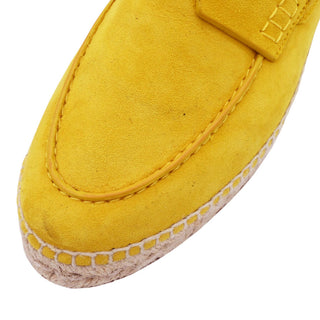 HERMES | Trip Yellow Suede Espadrille Loafers