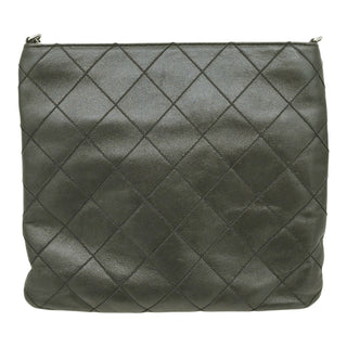 Metallic Pewter Quilted Leather Tassel Crossbody Bag