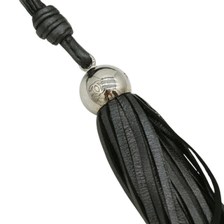 Metallic Pewter Quilted Leather Tassel Crossbody Bag