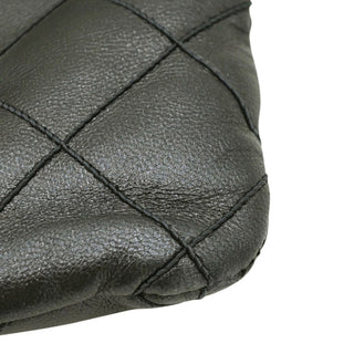 Metallic Pewter Quilted Leather Tassel Crossbody Bag