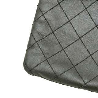 Metallic Pewter Quilted Leather Tassel Crossbody Bag
