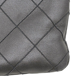 Metallic Pewter Quilted Leather Tassel Crossbody Bag