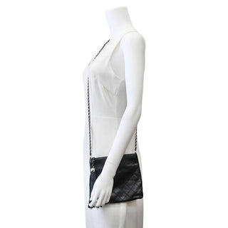 Metallic Pewter Quilted Leather Tassel Crossbody Bag