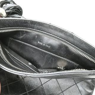 Metallic Pewter Quilted Leather Tassel Crossbody Bag