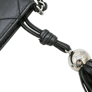 Metallic Pewter Quilted Leather Tassel Crossbody Bag