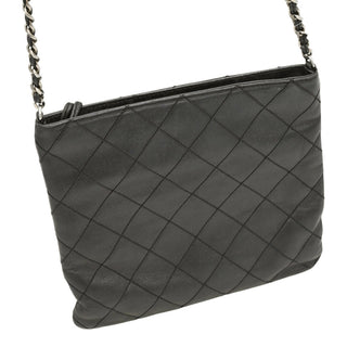 Metallic Pewter Quilted Leather Tassel Crossbody Bag