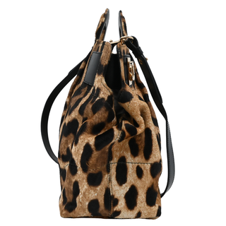 FERRAGAMO | Leopard Print Calf Hair Gancini Satchel Bag
