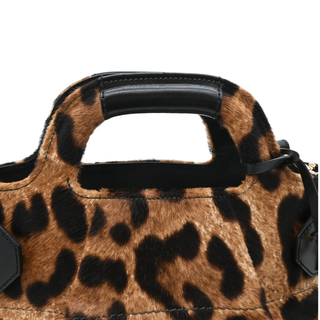 FERRAGAMO | Leopard Print Calf Hair Gancini Satchel Bag