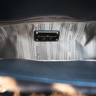 FERRAGAMO | Leopard Print Calf Hair Gancini Satchel Bag