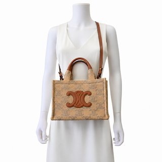 CELINE | Raffia Jacquard Mini Triomphe Cabas Tote Bag