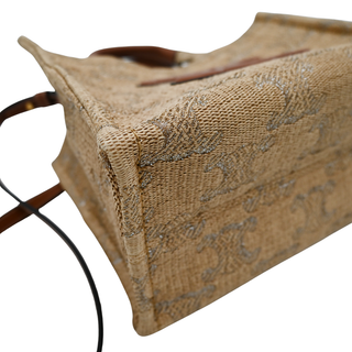 CELINE | Raffia Jacquard Mini Triomphe Cabas Tote Bag