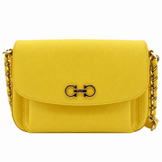 SALVATORE FERRAGAMO | Double Gancini Yellow Crossbody Bag